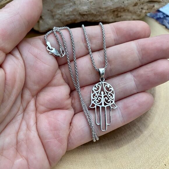 Hamza Sterling Silver Popcorn Chain Necklace - Picture 1 of 6